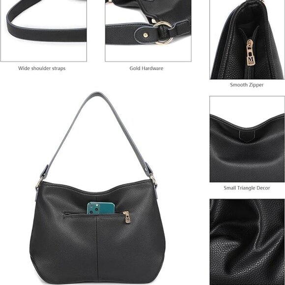 Soft Hobo Bags for Women Purses and Handbags Shoulder Satchel Bag - Picture 5 of 6